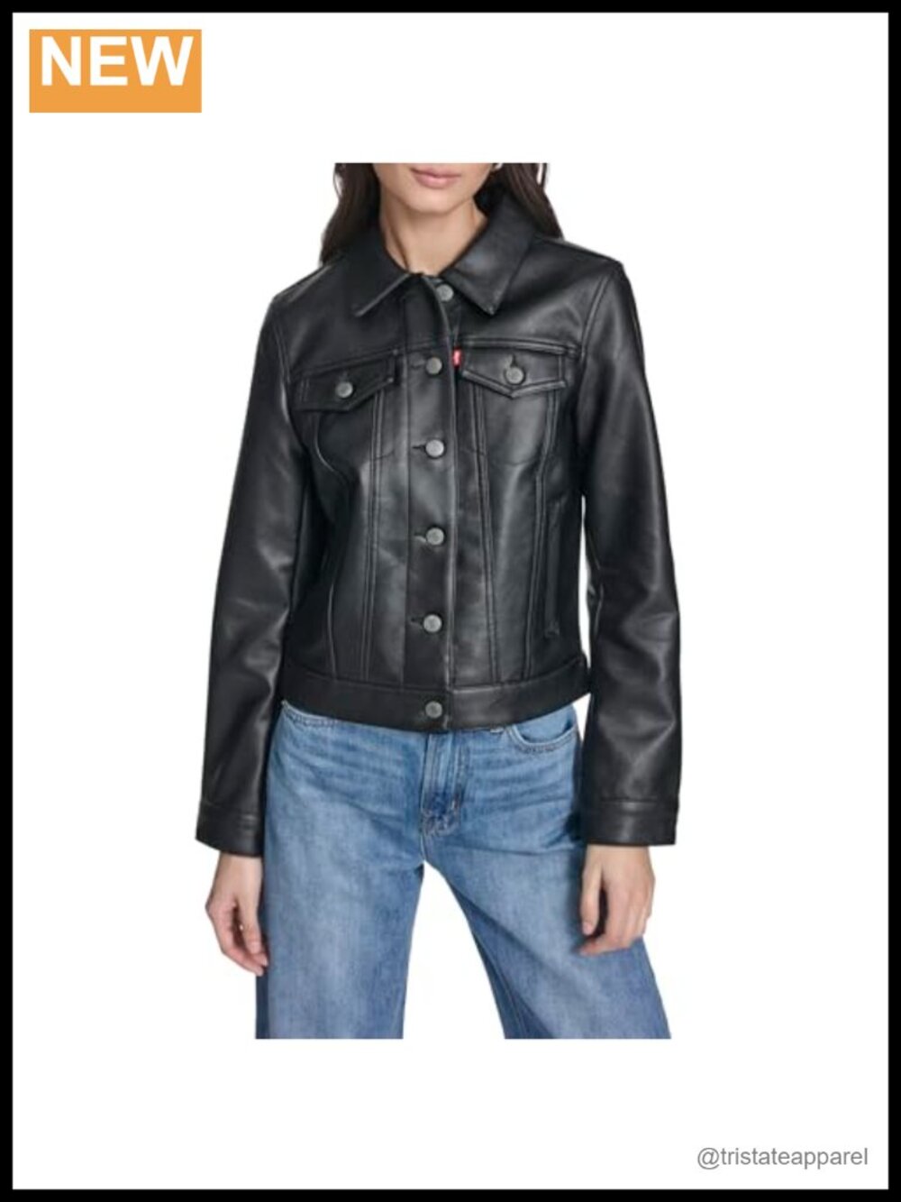 Levi's Women's Classic Trucker Jacket - Faux Leather Lightweight Button Front
